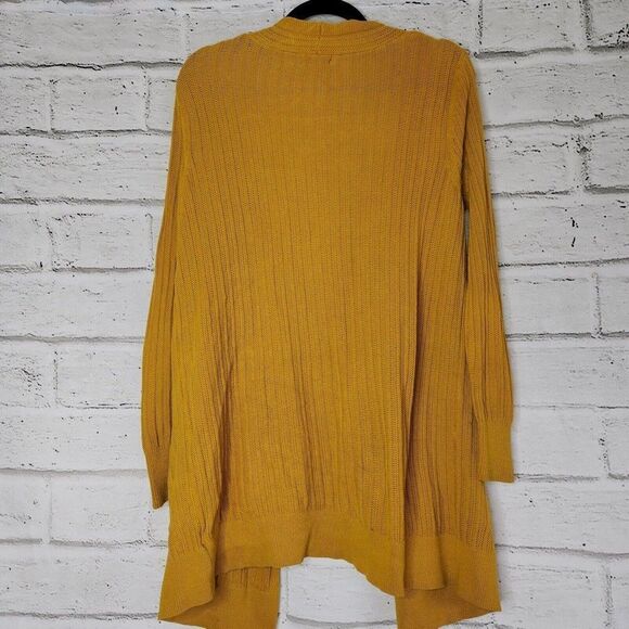 Silence + Noise Women's Mustard Yellow Long-Sleeved Open Cardigan Size Medium - Picture 3 of 12